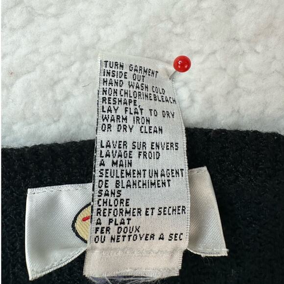 Talbots Sweater Size Small Black Floral Embroidery Grandma Artsy Full Zip - Picture 10 of 14